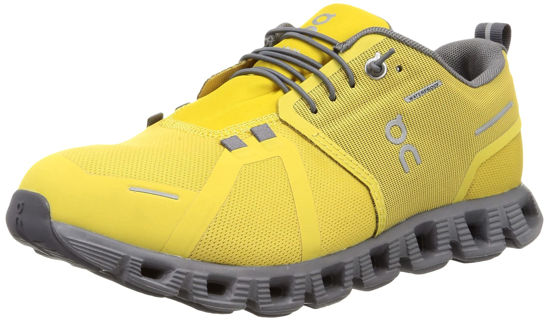 Picture of ON Men's Cloud 5 Waterproof Sneakers, Mustard/Rock, 11.5 - Size: 11.5