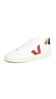 Picture of Veja Men's V-12 Leather Sneakers, Extra White/Marsala/Nautico, 11.5 Medium US - Size: 11.5