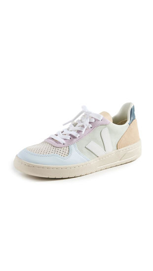 Picture of Veja Women's V-10 Suede Sneakers, Jade White Multico, 6 Medium US - Size: 6