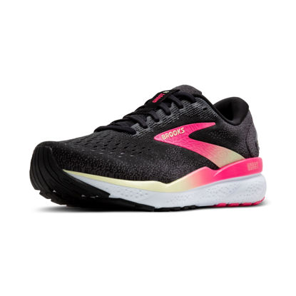 Picture of Brooks Women’s Ghost 16 Neutral Running Shoe - Black/Pink/Yellow - 11.5 Narrow - Size: 11.5 Narrow