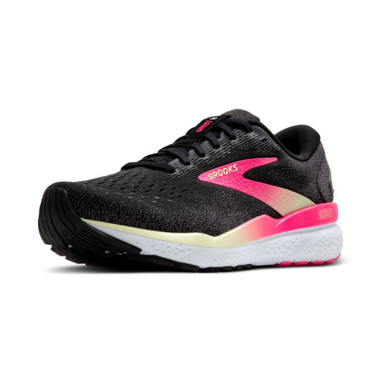 Picture of Brooks Women’s Ghost 16 Neutral Running Shoe - Black/Pink/Yellow - 11.5 Narrow - Size: 11.5 Narrow