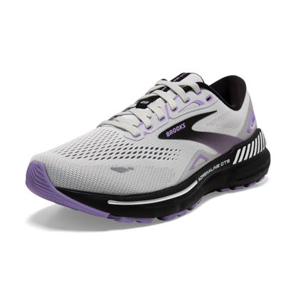 Picture of Brooks Women’s Adrenaline GTS 23 Supportive Running Shoe - Grey/Black/Purple - 10 Wide - Size: 10 Wide