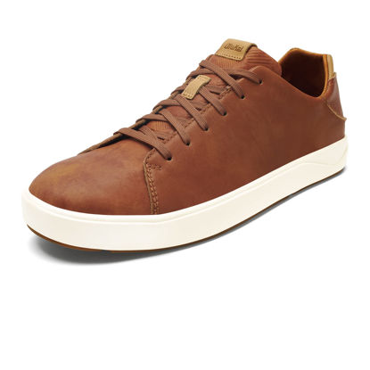 Picture of OLUKAI Lae'ahi Li 'ILI Men's Leather Sneakers, Supple Full-Grain Leather Shoes, Drop-in Heel & All Weather Rubber Soles, Fox/Fox, 12 - Size: 12
