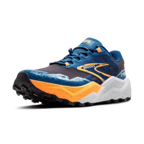 Picture of Brooks Men’s Caldera 7 Trail Running Shoe - Ebony/Blue Sapphire/Orange - 10.5 Medium - Size: 10.5