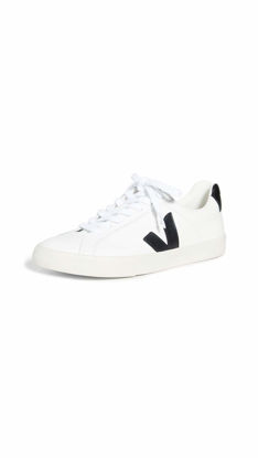 Picture of Veja Women's Esplar Logo Sneakers, Extra White/Black, 9 Medium US - Size: 9