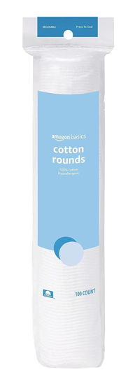 Picture of Amazon Basics Hypoallergenic 100% Cotton Rounds, 100 Count
