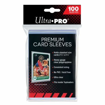Picture of Ultra Pro - Premium Clear 100ct. Card Sleeves to Protect Sports Cards, Baseball / Football Cards, and Collectible Cards, Standard Size