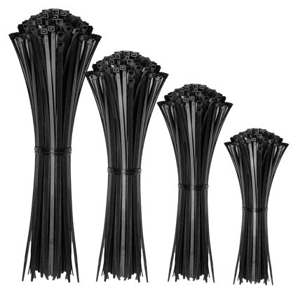 Picture of Cable Zip Ties,400 Pack Black Assorted Sizes 12+8+6+4 Inch,Multi-Purpose Self-Locking Nylon Cable Cord Management ,Plastic Wire Ties for Home,Office,Garden,Workshop. By HAVE ME TD