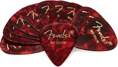 Picture of Fender Premium Celluloid Guitar Picks 351 Shape, Guitar Accessories, Red Moto, Medium, 12-Pack