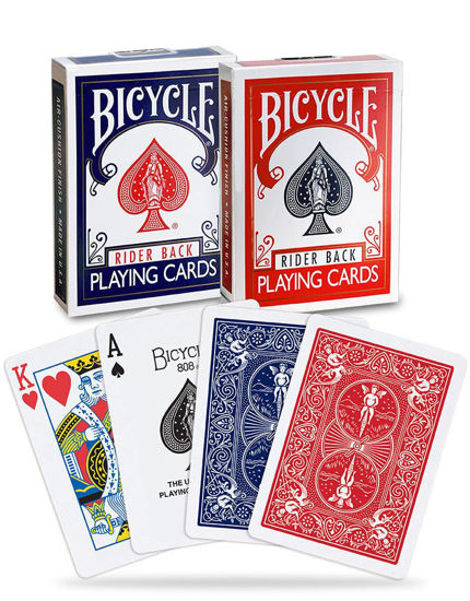 Picture of Bicycle Rider Back Playing Cards, Standard Index, Poker Cards, Premium Playing Cards, Red & Blue, 2 Count (Pack of 1)