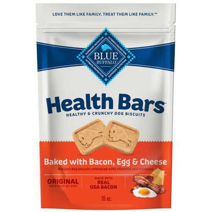 Picture of Blue Buffalo Health Bars Crunchy Dog Biscuits, Oven-Baked With Natural Ingredients, Bacon, Egg & Cheese , 16-oz. Bag