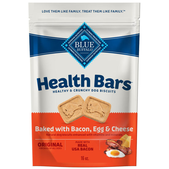 Picture of Blue Buffalo Health Bars Crunchy Dog Biscuits, Oven-Baked With Natural Ingredients, Bacon, Egg & Cheese , 16-oz. Bag
