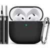Picture of Ljusmicker for AirPods 4 Case Cover 2024 with Cleaner Kit,Soft Silicone Protective Case for Apple AirPods 4th Generation Case for Women Men,AirPod 4 Case Accessories with Keychain-Black