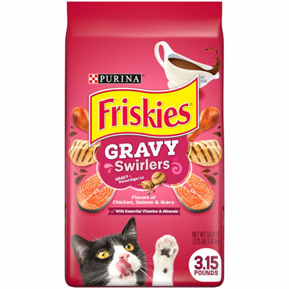 Picture of Purina Friskies Dry Cat Food Gravy Swirl'd With Flavors of Chicken, Salmon and Gravy - 3.15 lb. Bag