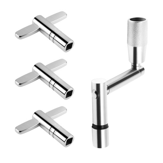 Picture of Drum Key Drill Bit Set of 4, 3 Standard Square Lug Drum Key and 1 Fast Rotary Drum Keys for Tuning Drums, Stainless Steels Drum Tuning Key