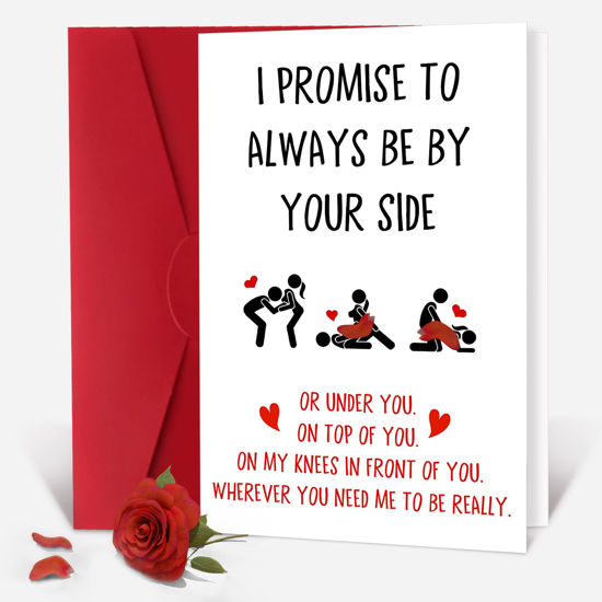 Picture of Missonemi Funny Valentines Day Gifts for Him Her, Valentines Day Card for Men Women, Naughty Anniversary Birthday Card for Boyfriend Husband Fiance Girlfriend Wife Fiancee, I Promise to Always Be by Your Side