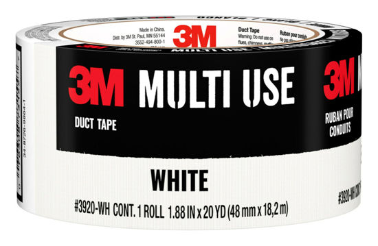 Picture of 3M Multi-Use Colored Duct Tape, White with Strong Adhesive and Water-Resistant Backing, Multi-Surface 3M Duct Tape for Indoor and Outdoor Use, 1.88 Inches x 20 Yards, 1 Roll (3920-WH)