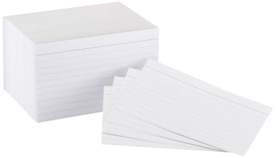 Picture of Amazon Basics Heavy Weight Ruled Lined Index Cards, 300 Count, 100 Pack of 3, White, 3 x 5 Inch Card
