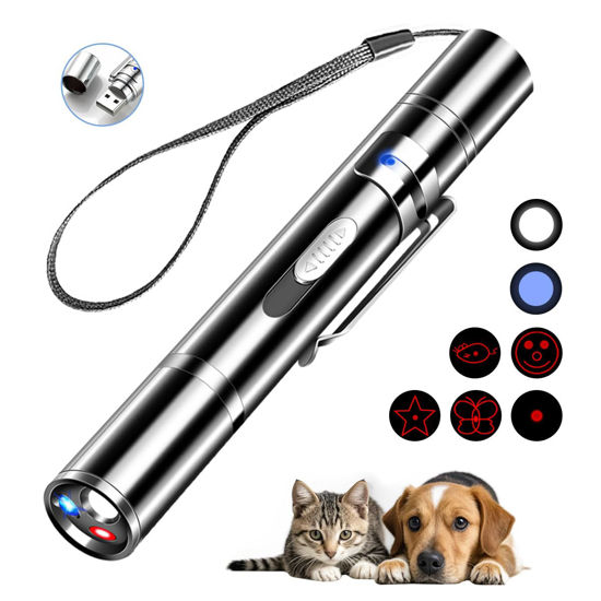 Picture of Rumcut Laser Pointer Cat Toys, Cat Laser Pointer Toy with Three Light Modes, Five Adjustable Patterns,USB Portable Charging, Interactive cat Toy Multifunctional and Portable