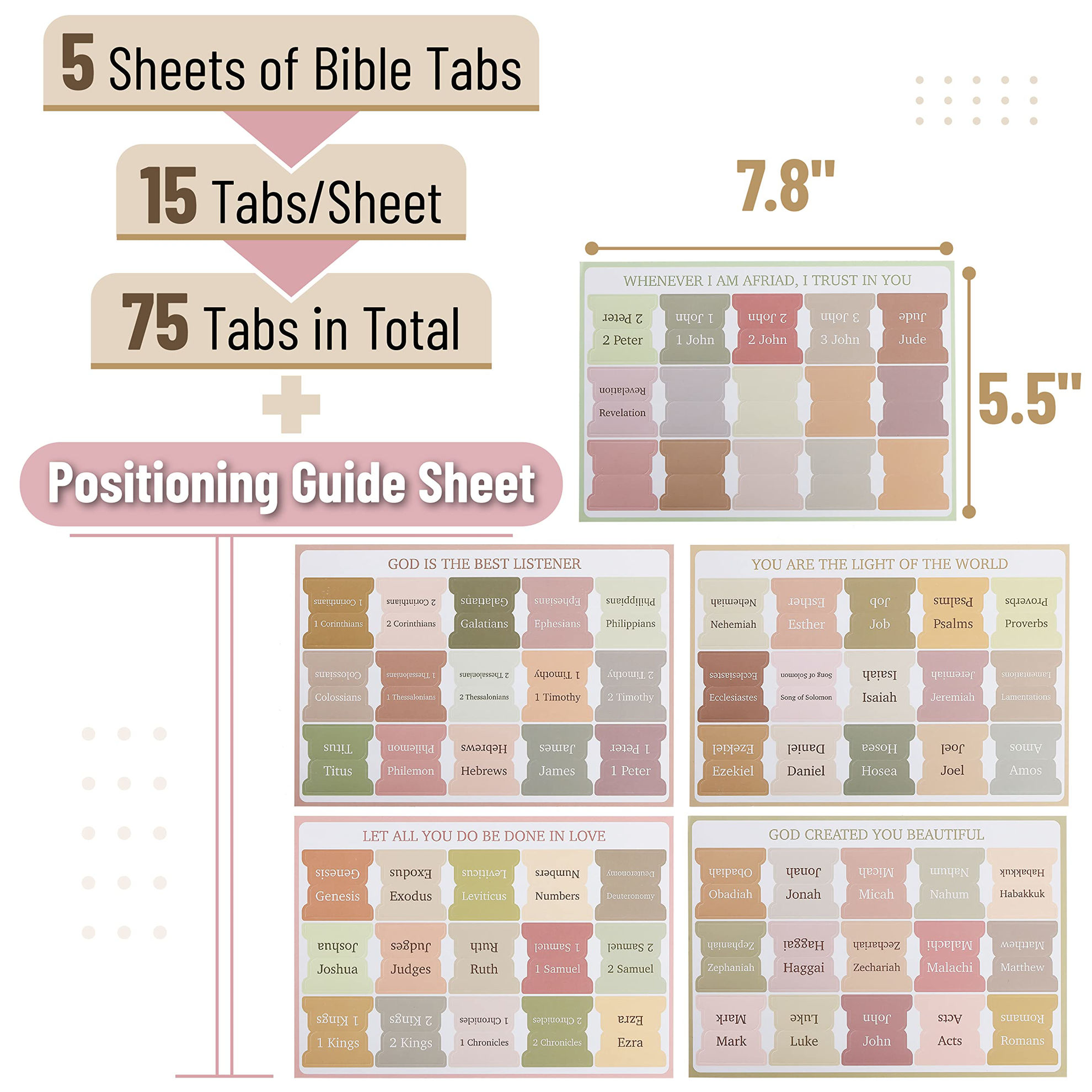 GetUSCart- Mr. Pen- Bible Tabs, 75 Tabs, Boho Theme, Laminated Bible ...