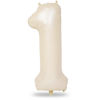 Picture of 40 Inch Beige Number 1 Balloon for 1st Birthday Decoration, Large Self Inflating Cream Foil Number Balloons 0-9 for Boys Girls, White Sand 1 Helium Balloons for Women Men Party Anniversary Supplies