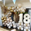 Picture of 40 Inch Beige Number 1 Balloon for 1st Birthday Decoration, Large Self Inflating Cream Foil Number Balloons 0-9 for Boys Girls, White Sand 1 Helium Balloons for Women Men Party Anniversary Supplies