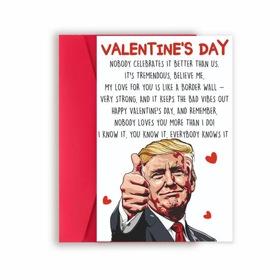 Picture of FANCYLUCKY Happy Trump Valentines Day Gifts for Him Her, Funny Valentines Day Card for Boyfriend Girlfriend, Romantic Valentine's Day Card Gifts for Men Women, Love Card