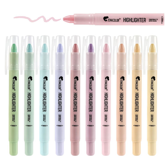 Picture of Zenacolor Bible Highlighters No Bleed - Pack of 10 Soft Wax Gel Highlighters - Pastel Colors - Shool and Bible Study Supplies