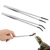 Picture of Novery 2PCS Stainless Steel Reptile Feeding Tongs with Rubber Tip, 10.6” Straight & Curved Long Tweezers for Aquarium or Craft, Bearded Dragon Tank Snakes Enclosure Accessories, Terrarium Supplies