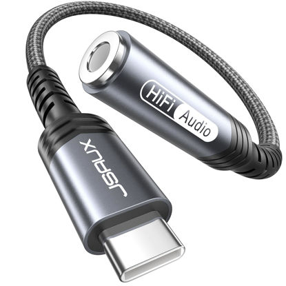 Picture of JSAUX USB Type C to 3.5mm Female Headphone Jack Adapter, USB C to Aux Audio Dongle Cable Cord Compatible with iPhone 16 Pro Max/15 Pro/15, Samsung Galaxy S24/S23/S22 Ultra, iPad Pro, Pixel 9/8 Grey