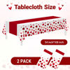 Picture of 2 Pack Valentines Day Tablecloth,Valentines Day Decorations 54" x 108" Disposable Plastic Tablecloth,Red Table Cloths for Rectangle Table,Party Supplies,Valentines Decor,Wedding,Engagement,Anniversary