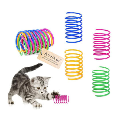Picture of Andiker Cat Spiral Spring, 12 Pc Cat Creative Toy to Kill Time and Keep Fit Interactive Cat Toy Sturdy Heavy Plastic Spring Colorful Springs Cat Toy for Swatting, Biting, Hunting Kitten Toys