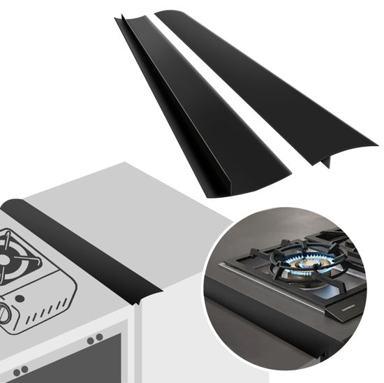 Picture of ACPULSE Stove Gap Covers （2 Pack）- Silicone Stove Guard Gap Filler, Heat Resistant Oven Counter Gap Cover, Dustproof and Non-Slip Protector for Kitchen Counters and Stovetops (21 Inches, Black)