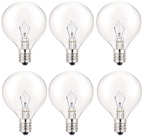 Picture of SerBion 25 Watt Wax Warmer Bulbs, Light Bulbs for Full Size Scentsy Warmer, 6 Packs E12 Base Type G Bulb, Dimmable, Warm White, 120V G16 1/2 Bulbs for Candle Lamp