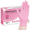 Picture of Schneider Nitrile Exam Gloves, 4-mil Medical Gloves Disposable Latex Free, Powder Free, Food Safe Gloves for Cooking, Cleaning, Examination, Cherry Blossom, Medium, 100-ct Box