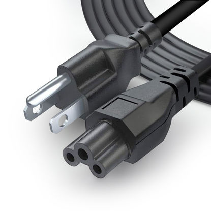 Picture of 3 Prong AC Laptop Power Cord 5Ft Universal Power Cable | 125V | for Dell HP LG Lenovo Asus Acer Toshiba Sony Laptops/Notebooks, Monitors, Printers, Scanners NEMA 5-15P to C5 Power Cable