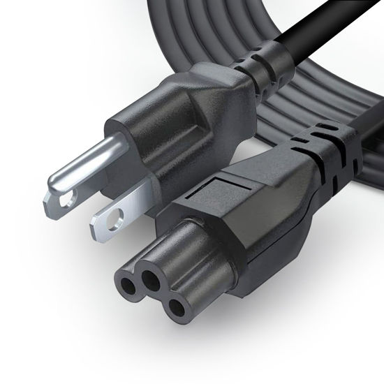 Picture of 3 Prong AC Laptop Power Cord 5Ft Universal Power Cable | 125V | for Dell HP LG Lenovo Asus Acer Toshiba Sony Laptops/Notebooks, Monitors, Printers, Scanners NEMA 5-15P to C5 Power Cable