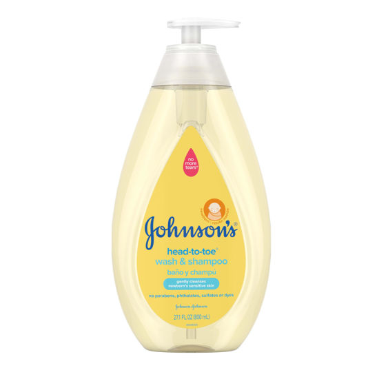 Picture of Johnson's Head-to-Toe Gentle Tear-Free Baby & Newborn Wash & Shampoo, Sulfate-, Paraben- Phthalate- & Dye-Free, Hypoallergenic Wash for Sensitive Skin & Hair, 27.1 fl. Oz
