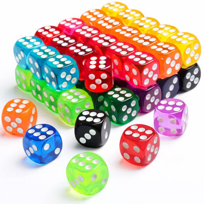 Picture of 50 Pieces Colored Dice, 6 Sided Dice for Board Games, 14mm Bulk Dice for Math Learning, Dice for Classroom