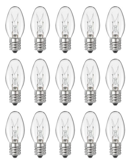 Picture of OuuKoo Salt Lamp Bulbs - 15 Watt Light Bulbs for Scentsy Wax Warmer - C7 Replacement Bulbs for Plug in Wax Diffuser- Warmwhite - Dimmable,15 Packs