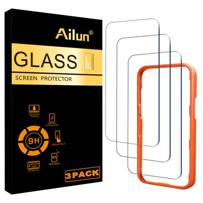 Picture of Ailun 3 Pack Screen Protector for iPhone 16 Pro Max [6.9 inch] with Installation Frame, Tempered Glass, Sensor Protection, Dynamic Island Compatible, Case Friendly