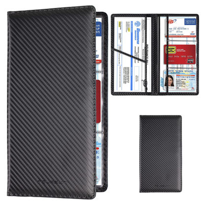 Picture of TOURSUIT Car Registration and Insurance Card Holder, Vehicle License Document Glove Box Compartment Organizer, Interior Car Accessories for Women Men Teens (Carbon Fiber Black)