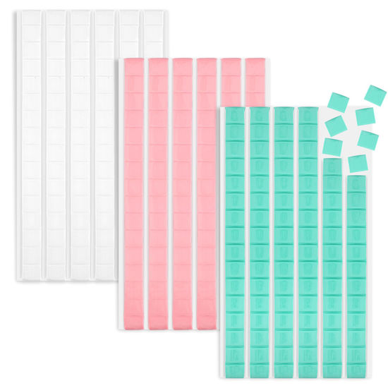 Picture of MOWPOG 288 Pcs Sticky Tack, Wall Safe Adhesive Poster Putty, Removable and Reusable Mounting Putty for Hanging Pictures, Art, Decoration (Light Blue, White, Pink)