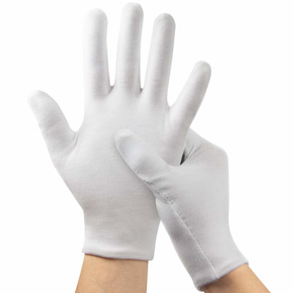 Picture of 5Pairs (10Pcs) Moisturizing Gloves Overnight for Men and Women, Washable SPA White Cotton Gloves for Dry Hands Eczema Work Inspection Service Performance