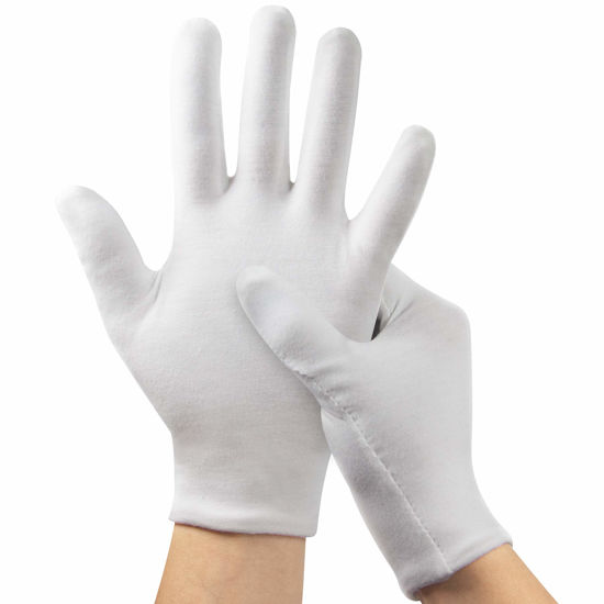 Picture of 5Pairs (10Pcs) Moisturizing Gloves Overnight for Men and Women, Washable SPA White Cotton Gloves for Dry Hands Eczema Work Inspection Service Performance