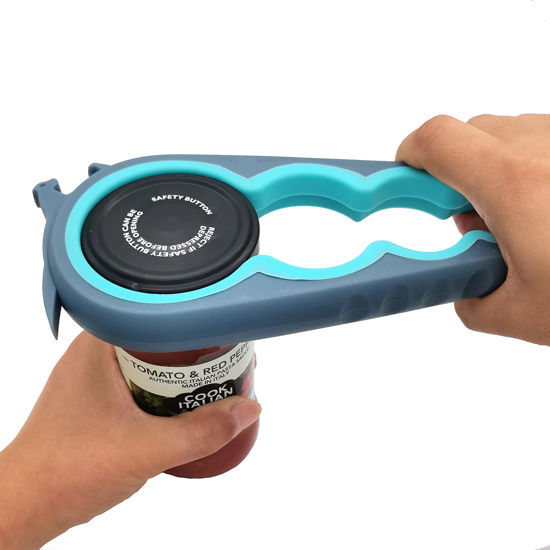Picture of Otstar Jar Opener Bottle Opener and Can Opener for Weak hands, Seniors with Arthritis and Anyone with Low Strength, Mutil Jar Opener Get Lids Off Easily (Blue and Grey)
