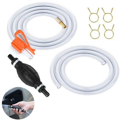 Picture of Gasoline Siphon Hose Pump， High-Flow Portable Hand Fuel Transfer Pump，Gas Siphon Pump for Water, Gasoline, Oil, Petrol, Diesel (2 Premium PVC Hoses)