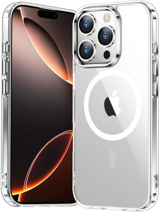 Picture of Temdan for iPhone 16 Pro Max Case Clear, [Compatible with Magsafe][Anti-Yellowing][Military-Grade Protection] Shockproof Slim Magnetic Phone Sleeve Case for iPhone 16 Pro Max, Transparent