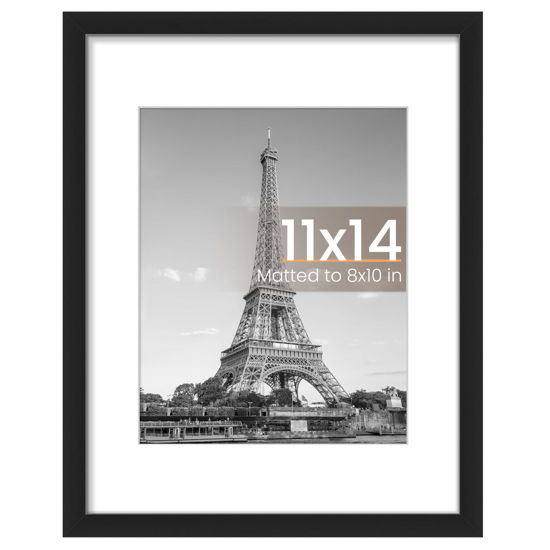 Picture of upsimples 11x14 Picture Frame, Display Pictures 8x10 with Mat or 11x14 Without Mat, Wall Hanging Photo Frame, Black, 1 Pack