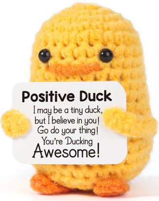 Picture of MBL Inspirational Crochet Positive Duck - Handmade Emotional Cheer Support Funny Pickle Potato Nuggets for Women Men Friends Coworkers, Birthday Christmas Valentines Valentine's Gift for Him Her